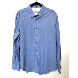 Robert Graham Blue White Gingham Shirt Size XL Yellow Accents Tailored Fit